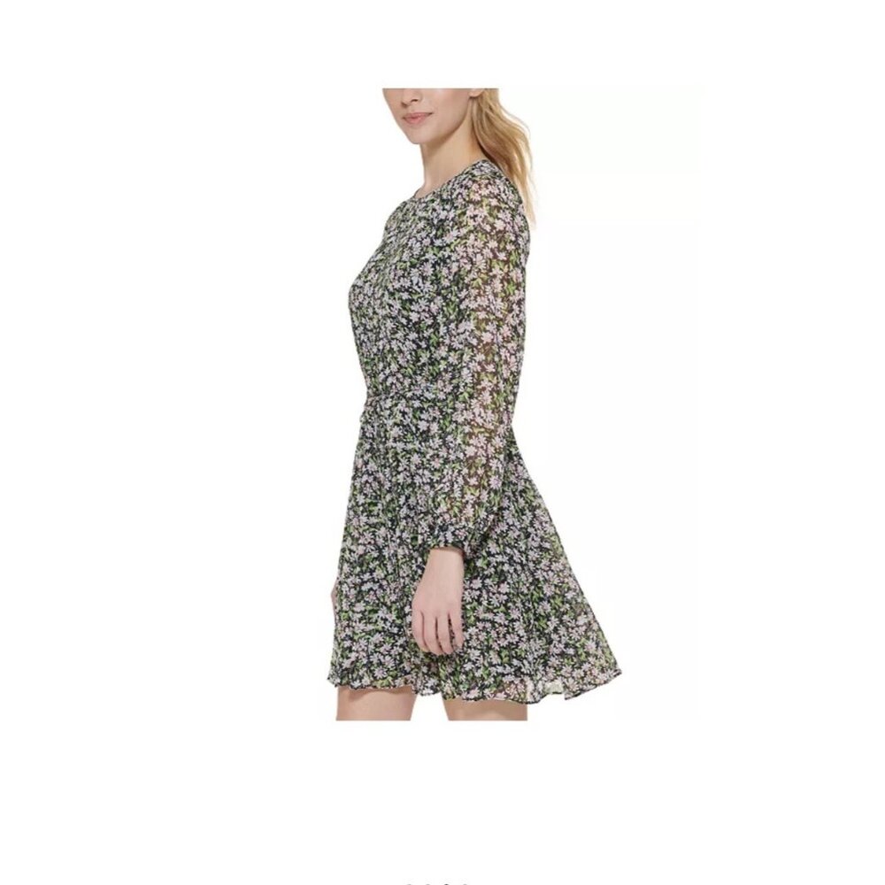 Tommy Hilfiger Floral Dress Size 4 Fit Flare Godet Long Sleeve Womens - Picture 8 of 11